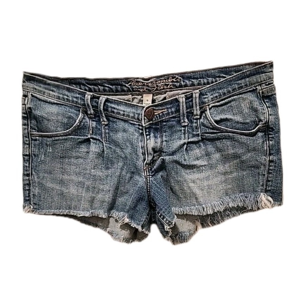 Abercrombie & Fitch Y2K Low Rise Pleated Front Cut Off Frayed Hem Shorts Sz 10